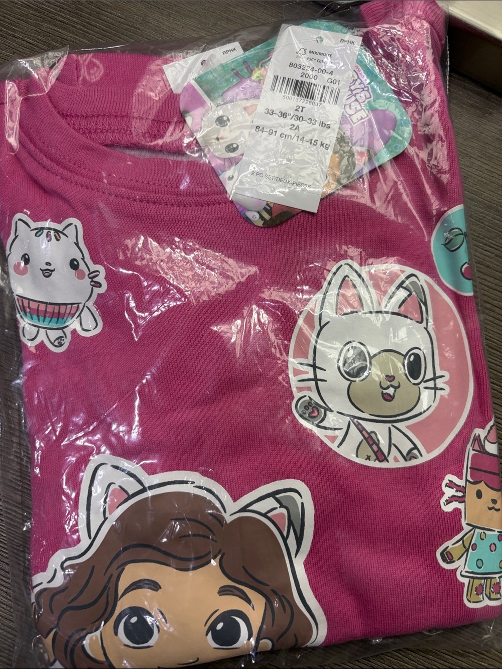 Gabby Dollhouse - Girls' Pink Cartoon Cat Print Top